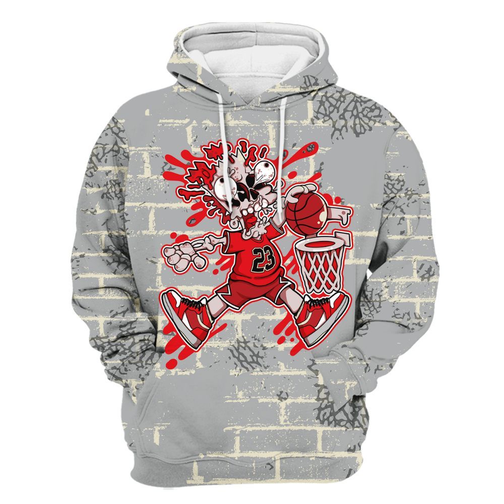 Hoodie To Match Cement Grey 3s - 85's Dunks Graphic Halloween All Over Print