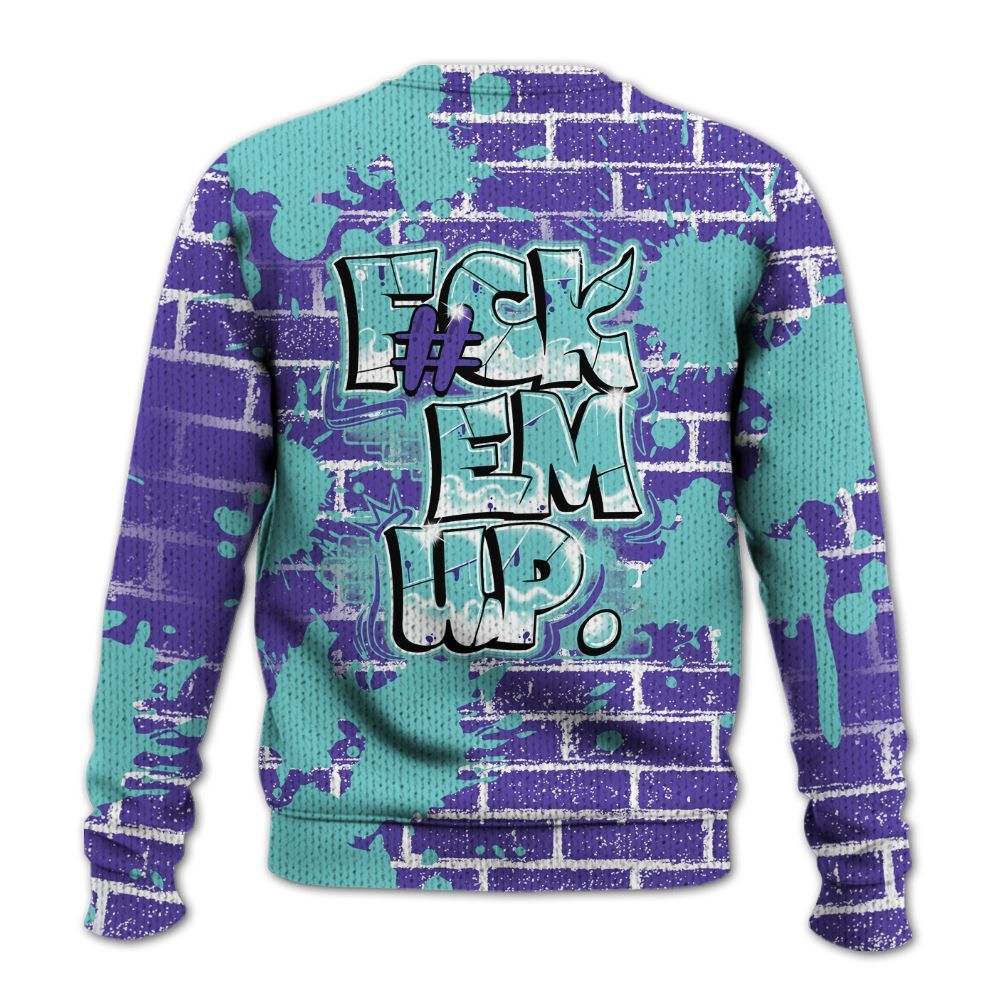 Knitted Sweater To Match Low Hornets 1s - F#ck Em Graphic Brick Art
