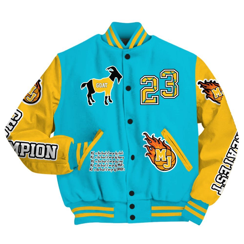 Varsity Jacket To Match Retro Aqua 5s - 23 G.0.A.T Jump Up Basketball All Over Print