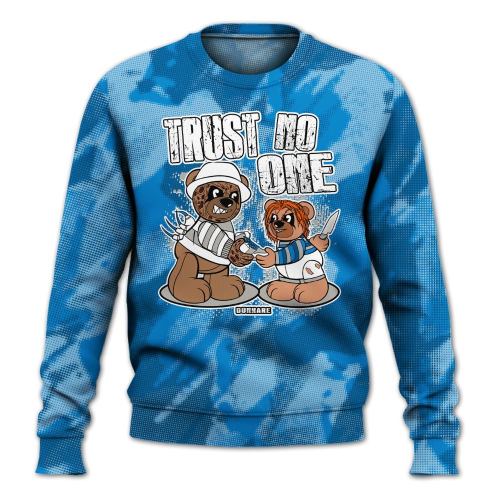 Sweatshirt To Match Military Blue 4s - Trust No One Bear Abstract Halftone All Over Print