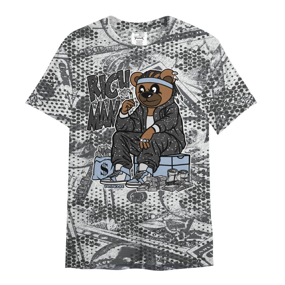 Shirt To Match Reverse Black White 6s - Rich Man Bear Banknotes Art All Over Print