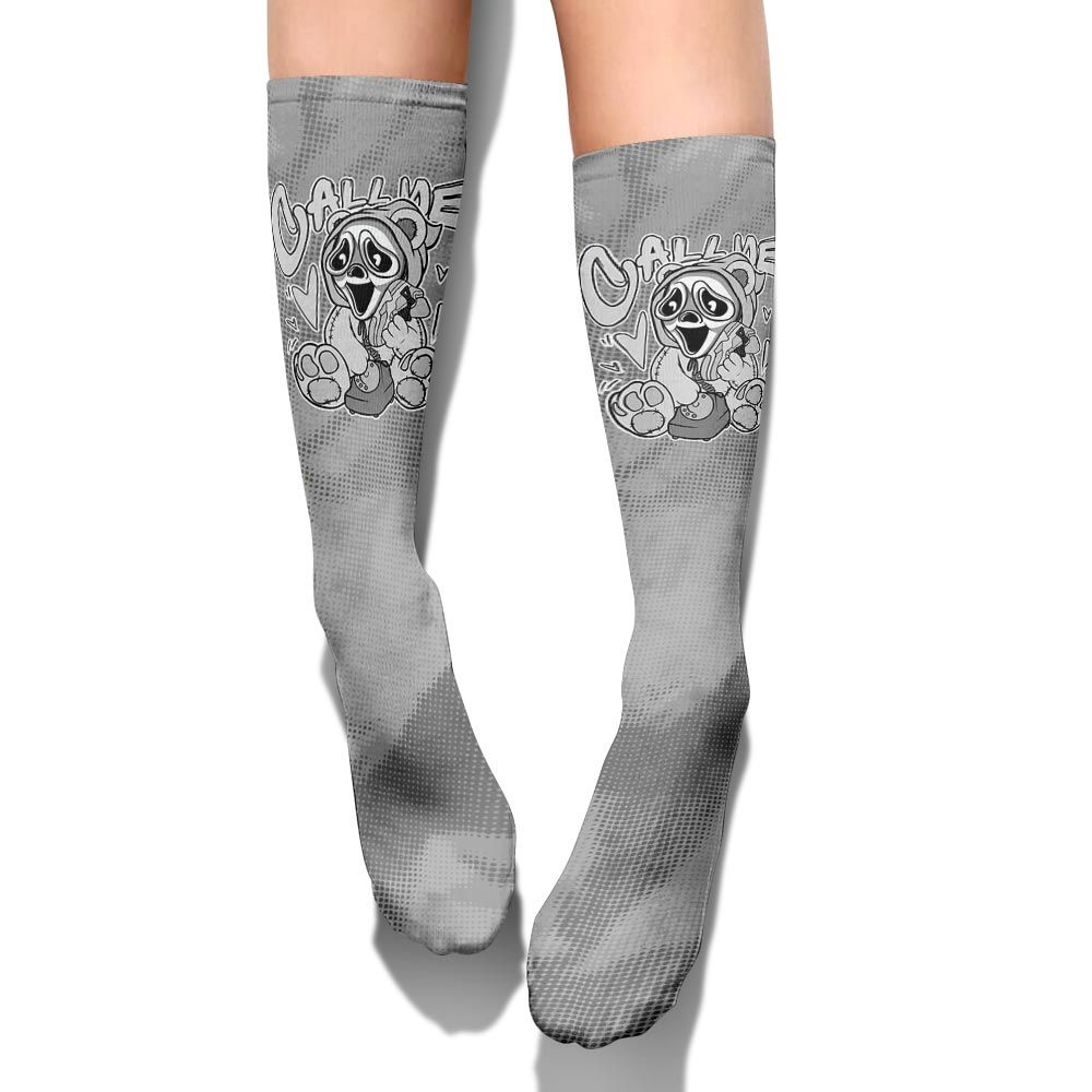 Sock To Match Black Wolf Grey 12s - Call Me Bear Halloween Abstract Halftone