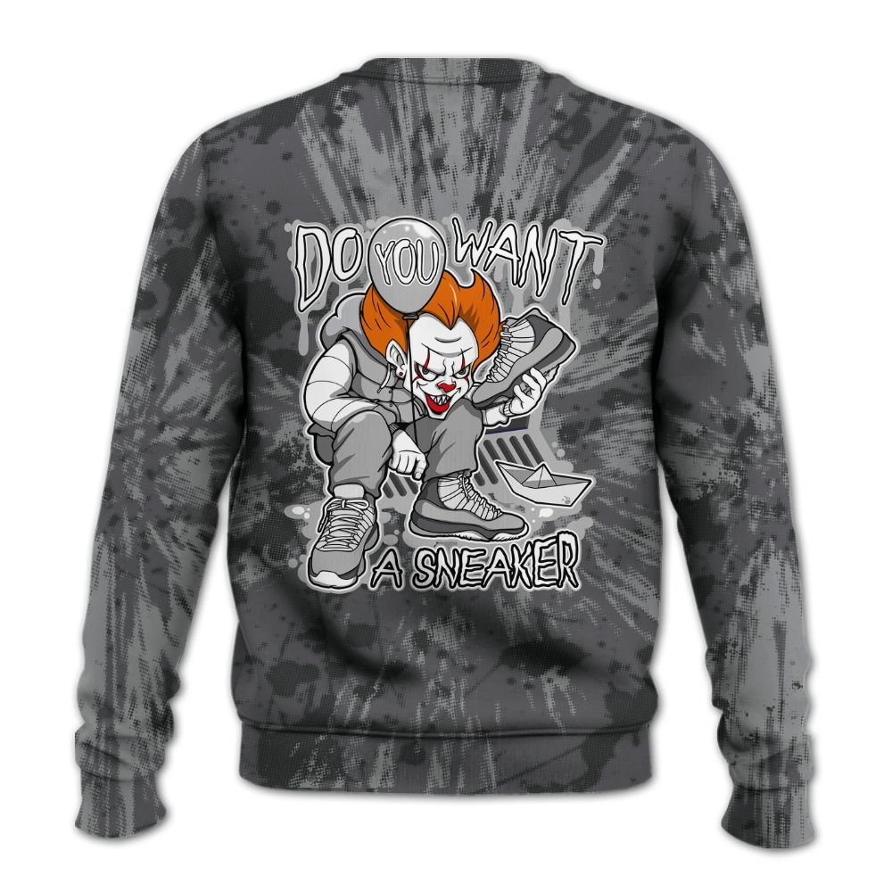 Sweatshirt To Match White Thunder 4s - Clown Scary Sneakers Graphic Halloween All Over Print