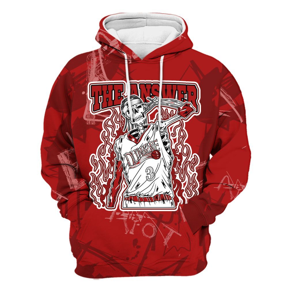 Hoodie To Match Red Taxi 12s - Allen Answer Skeleton Messyz All Over Print