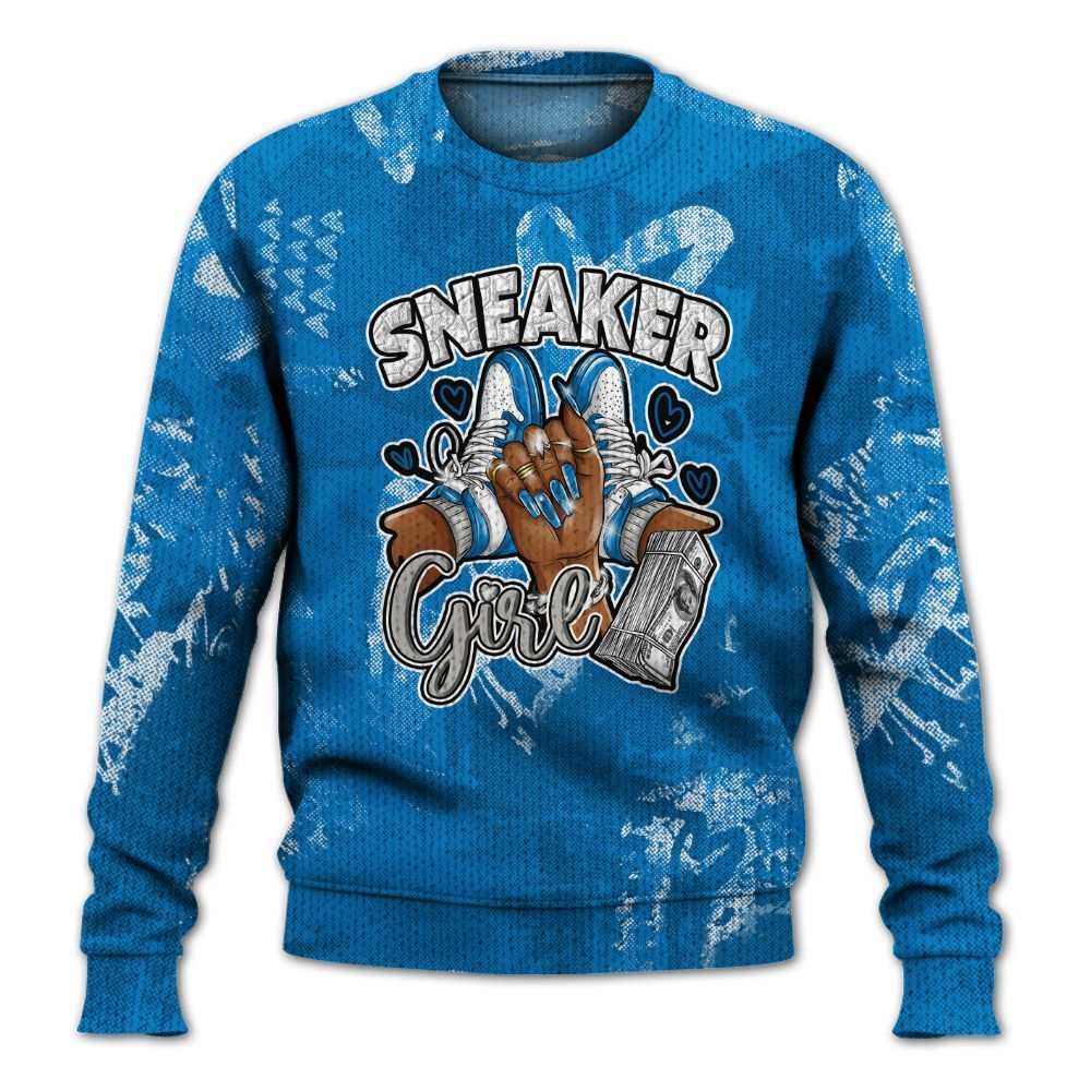 Knitted Sweater To Match Military Blue 4s - Sneakerz Girlz Heart Grunge