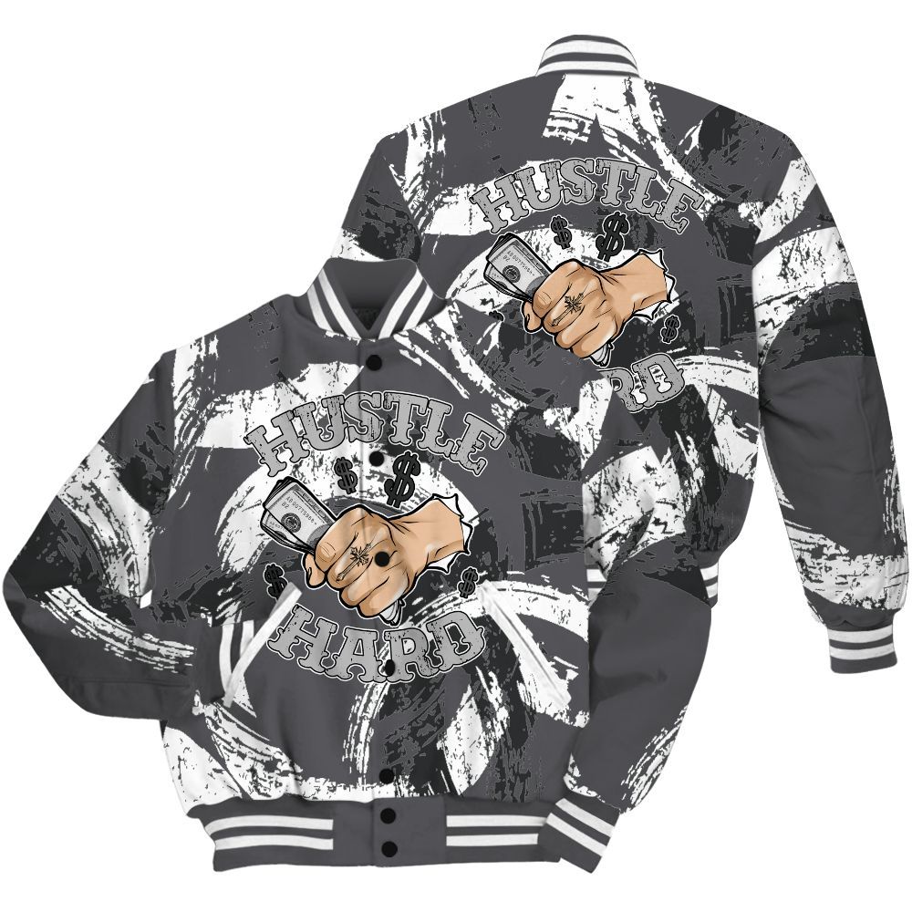 Varsity Jacket To Match White Thunder 4s Shirt - Hustles Hard! Splash All Over Print