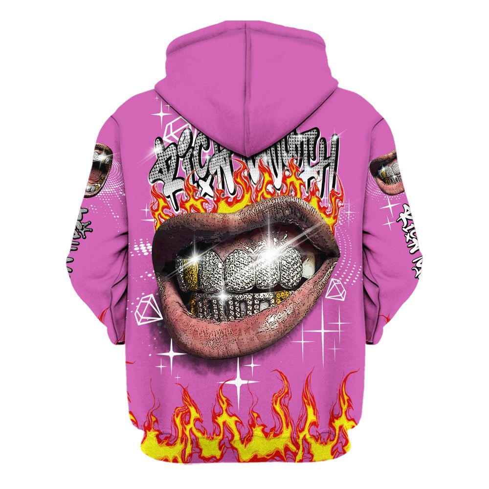 Hoodie To Match Hyper Violet 4s - Rich Mouth Fire Rap Retro 90s All Over Print