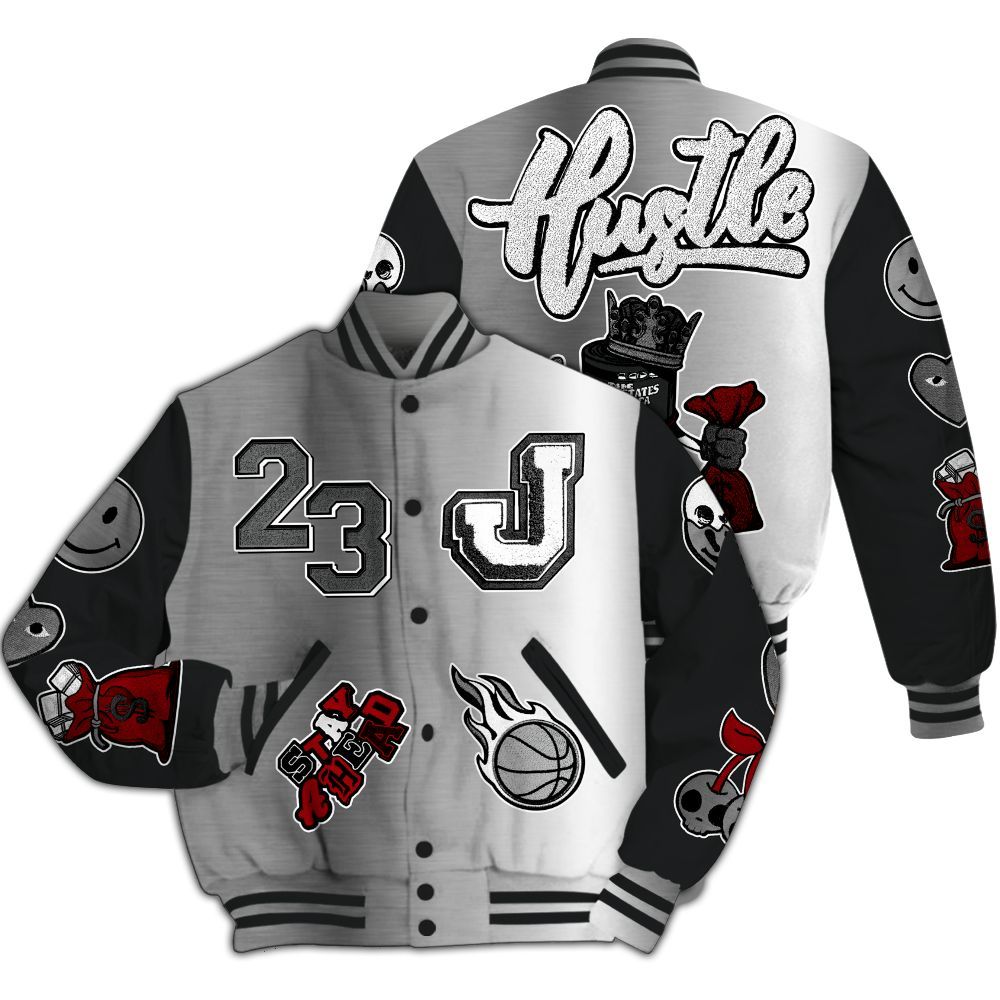Varsity Jacket To Match Metallic Silver 14s - Hustles Money Number 23 All Over Print