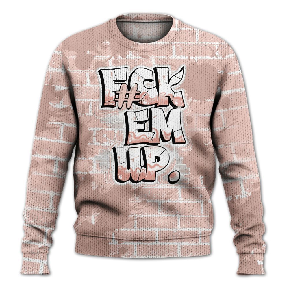 Knitted Sweater To Match Low Legend Pink 11s - F#ck Em Graphic Brick Art