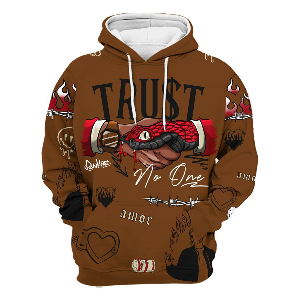 Hoodie To Match Archaeo Brown 5s Varsity Jacket, Snake Trust No One All Over Print