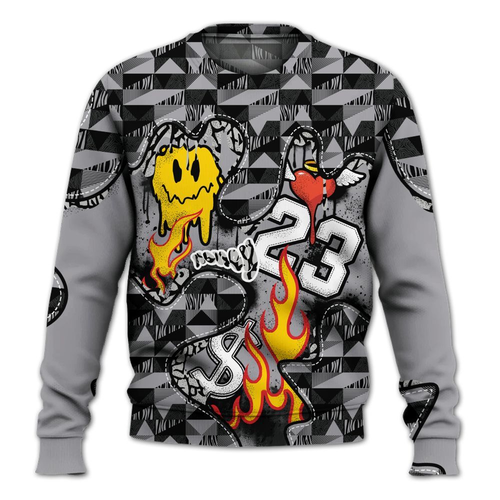 Sweatshirt To Match Cement Grey 3s - 23 Smile Burning Heart All Over Print