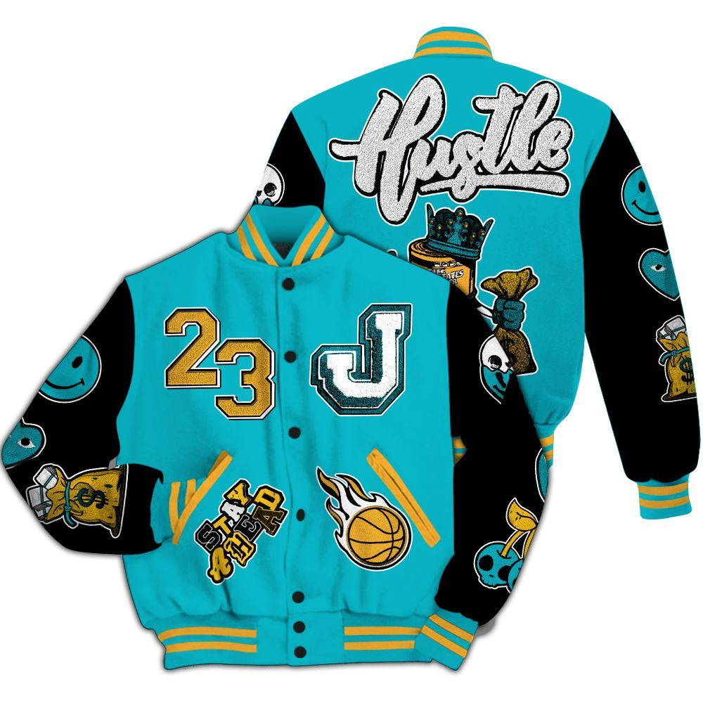 Varsity Jacket To Match Retro Aqua 5s - Hustles Money Number 23 All Over Print