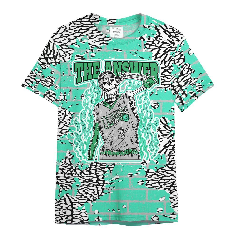 Shirt To Match Black Green Glow 3s - Allen Answer Skeleton Brick All Over Print