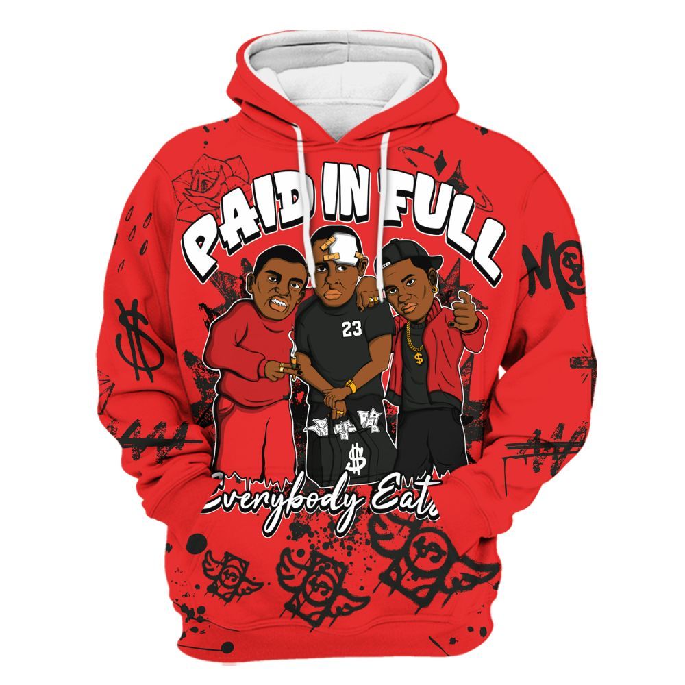 Hoodie To Match Red Thunder 4s - Everybody Paid In Full Crayon All Over Print