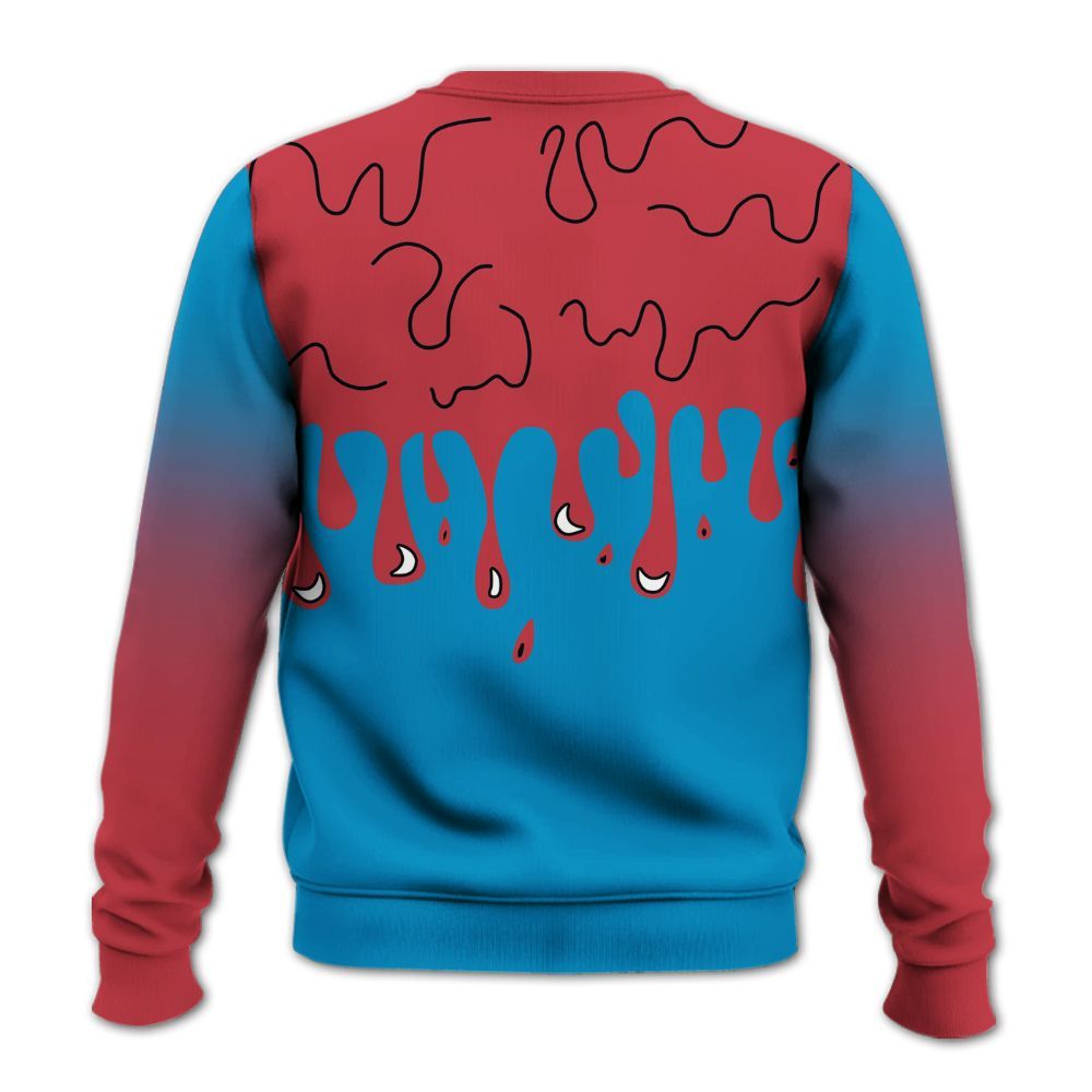 Sweatshirt To Match High OG University Red Dark Powder Blue 1s - Snake Trust No One Drip All Over Print