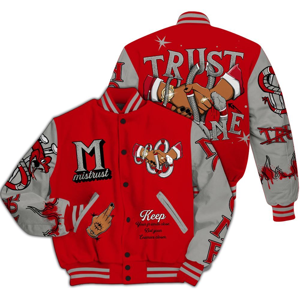 Varsity Jacket To Match Air Griffey Max Gray Reds 1s - Trust No One Snake-Bite Street Style All Over Print