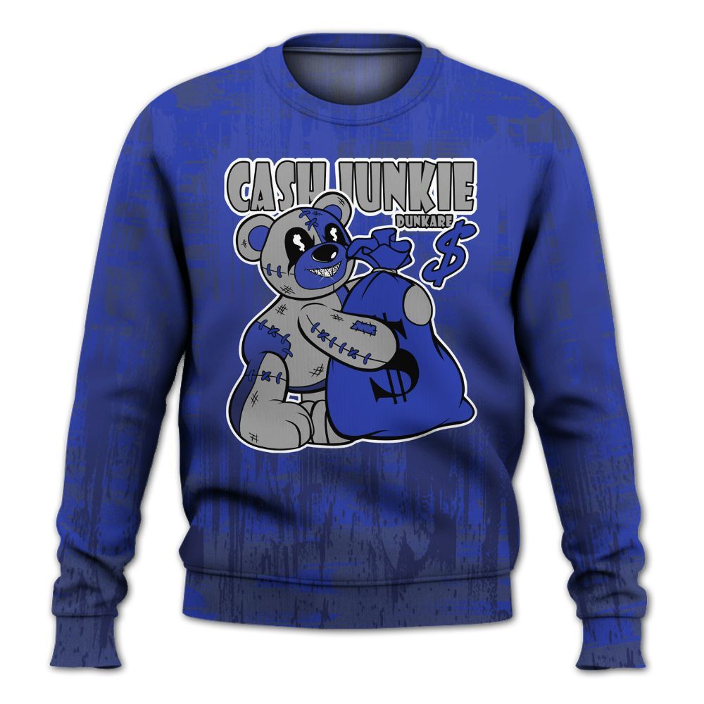 Sweatshirt To Match Air Max Plus Black Racer Blue - Cashs Junkie Bear Glitch Art All Over Print