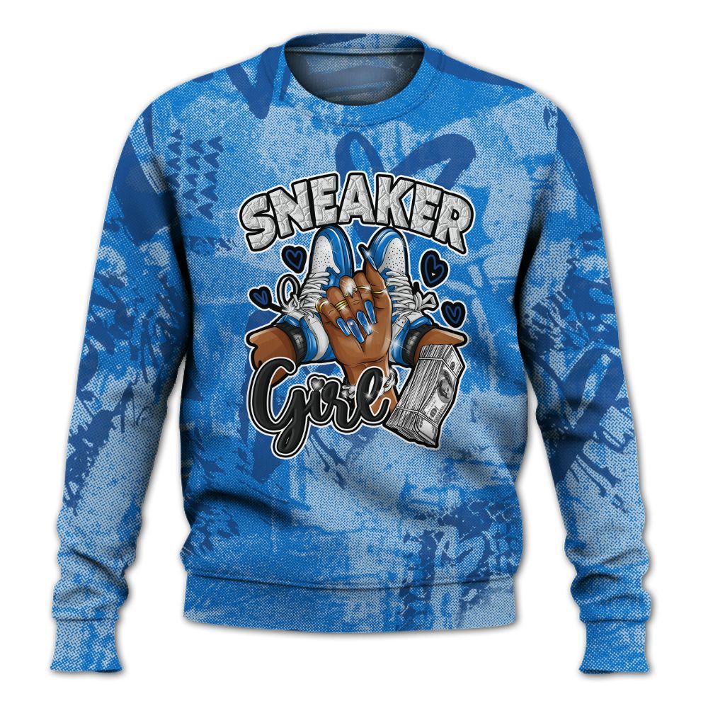 Sweatshirt To Match Blueberry 12s - Sneakerz Girlz Heart Grunge All Over Print