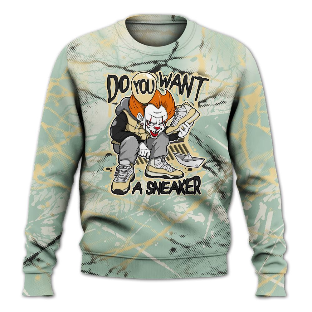 Sweatshirt To Match Joins Year Of The Snake 5s - Clown Scary Sneakers Halloween Graphic All Over Print