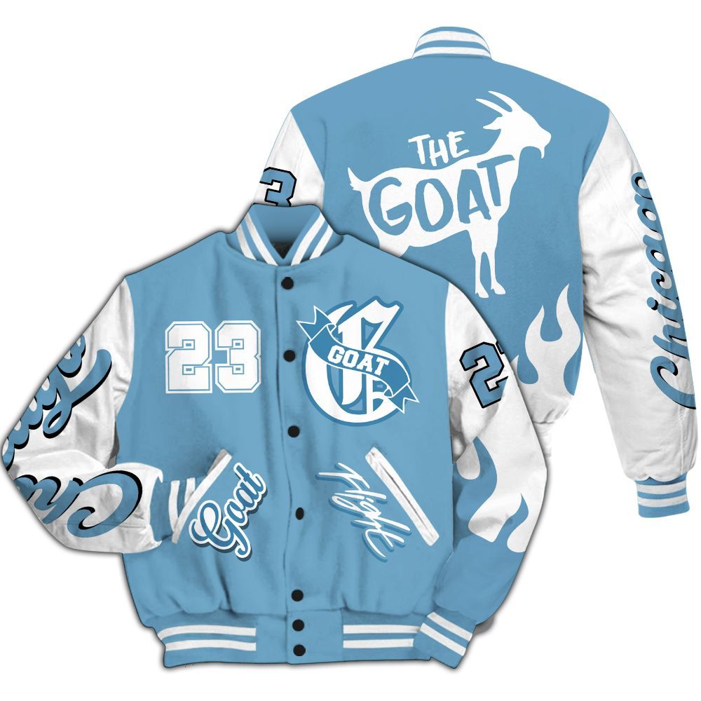 Varsity Jacket To Match High OG UNC Reimagined 1s - The G.O.A.T Flight Streetwear All Over Print