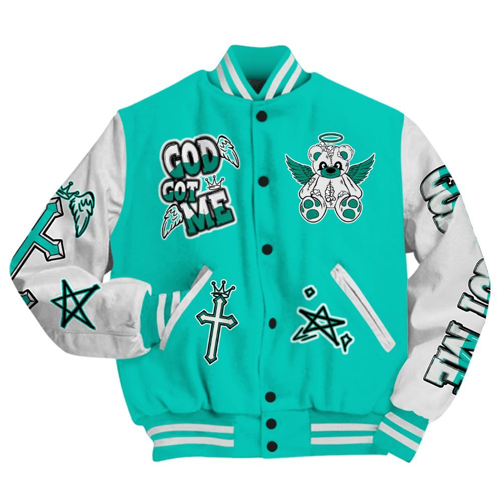 Varsity Jacket To Match Dunk Low Clear Jade - Gods Guides Me Bear All Over Print
