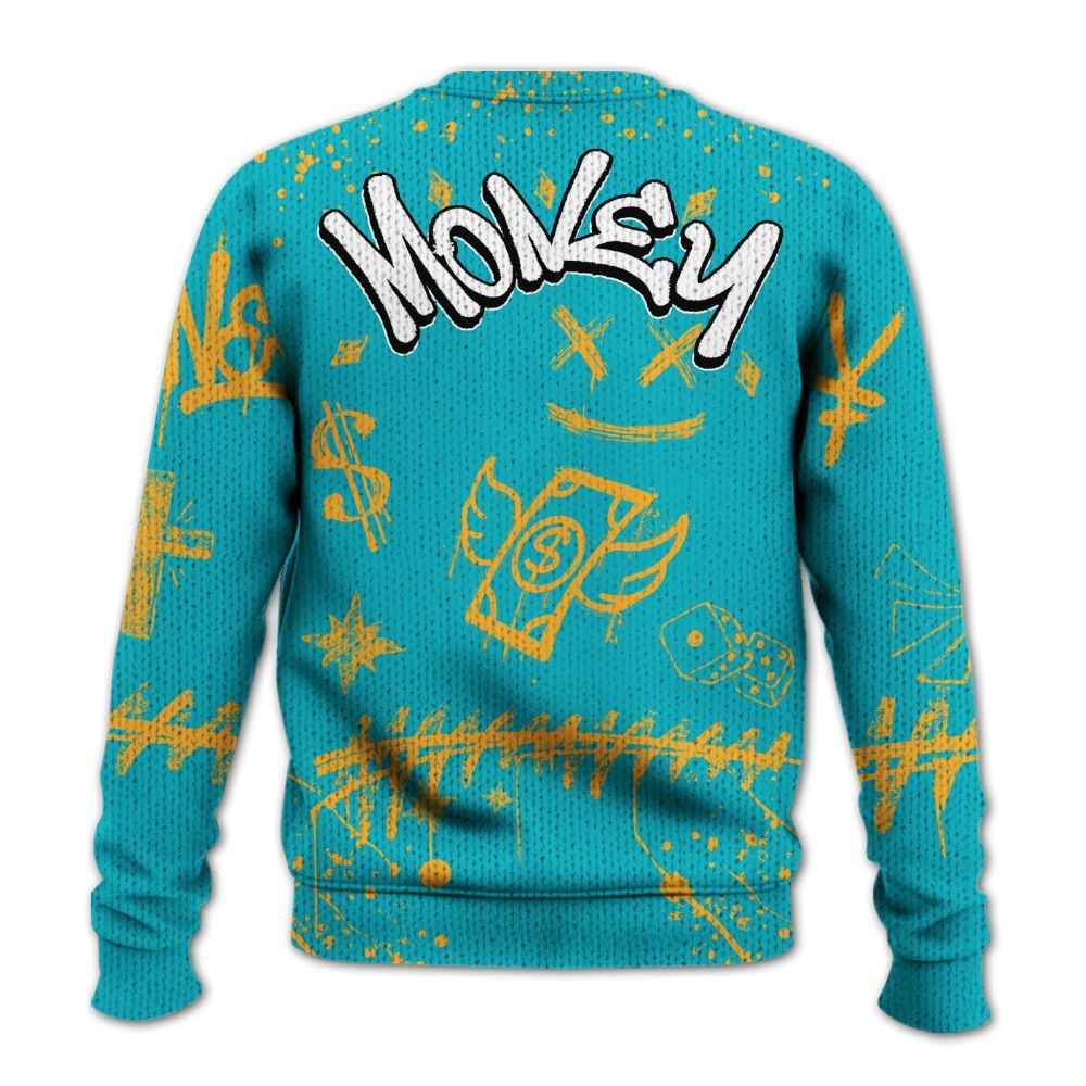 Knitted Sweater To Match Retro Aqua 5s - Everybody Paid In Full Crayon