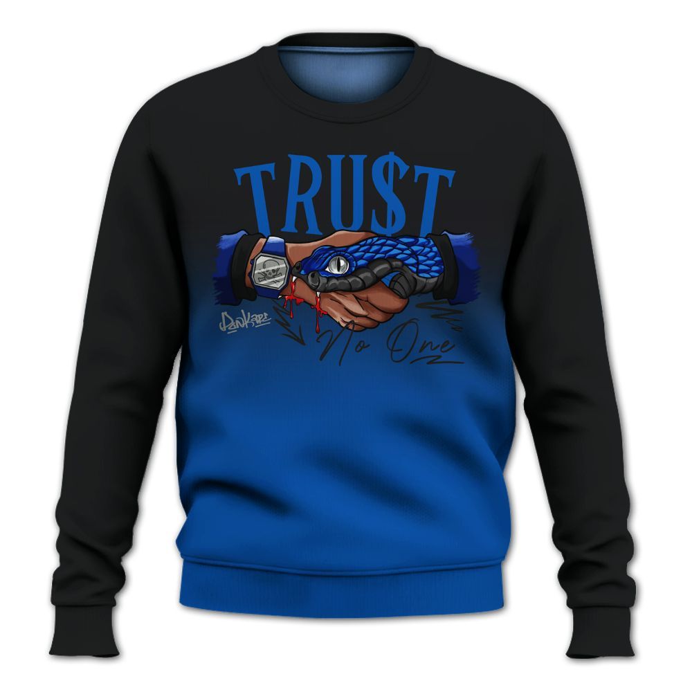 Sweatshirt To Match Racer Blue 5s - Snake Trust No One Drip All Over Print