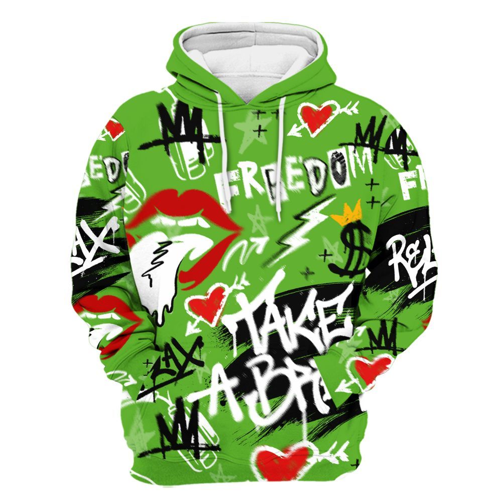 Hoodie To Match Air Foamposite One Volt - Take Break Freedom Graffiti Streetwear All Over Print