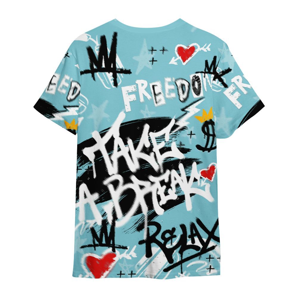 Shirt To Match Low Legend Blue 11s - Take Break Freedom Graffiti Streetwear All Over Print