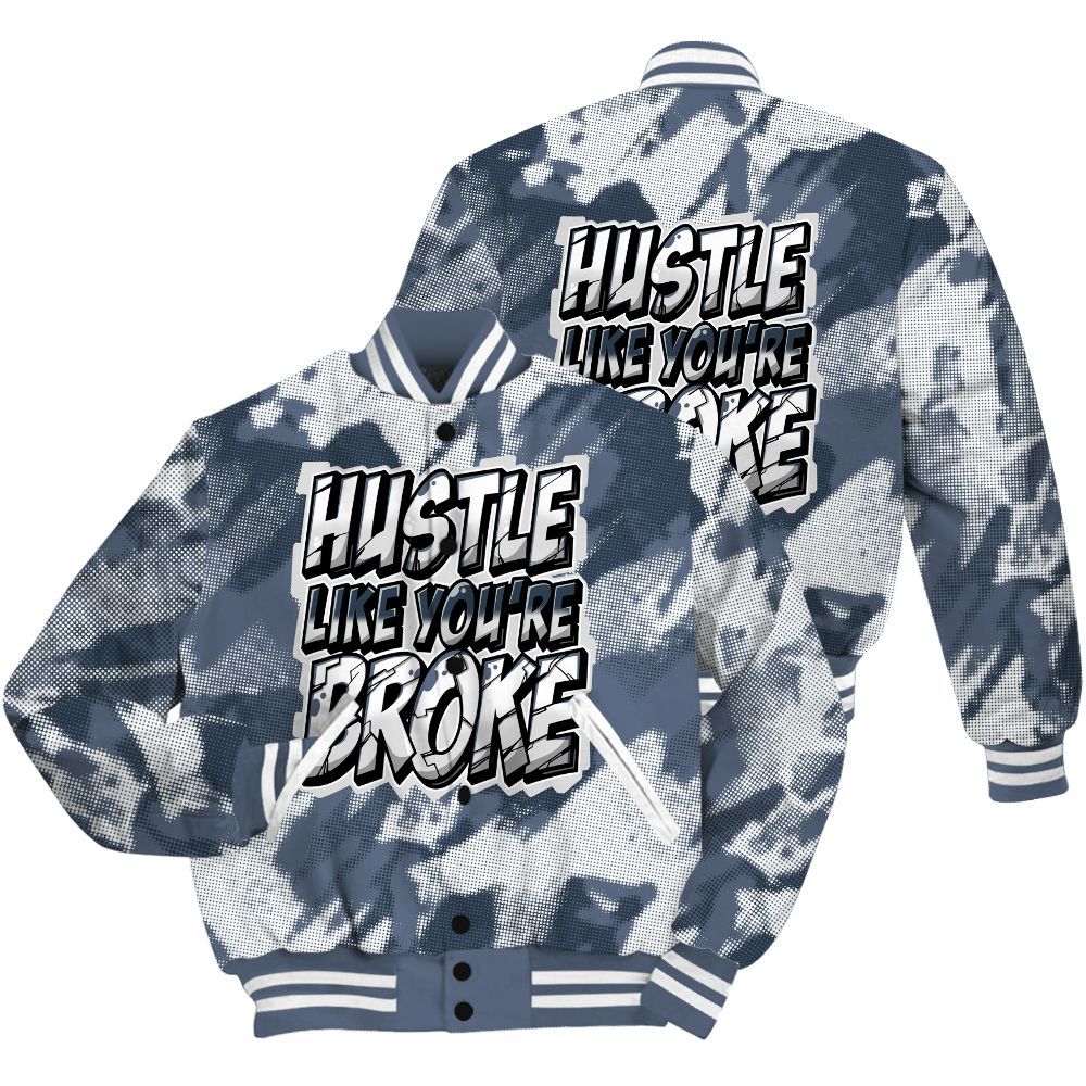 Varsity Jacket To Match Low Diffused Blue 11s Shirt - Hustles Like Broke Abstract All Over Print