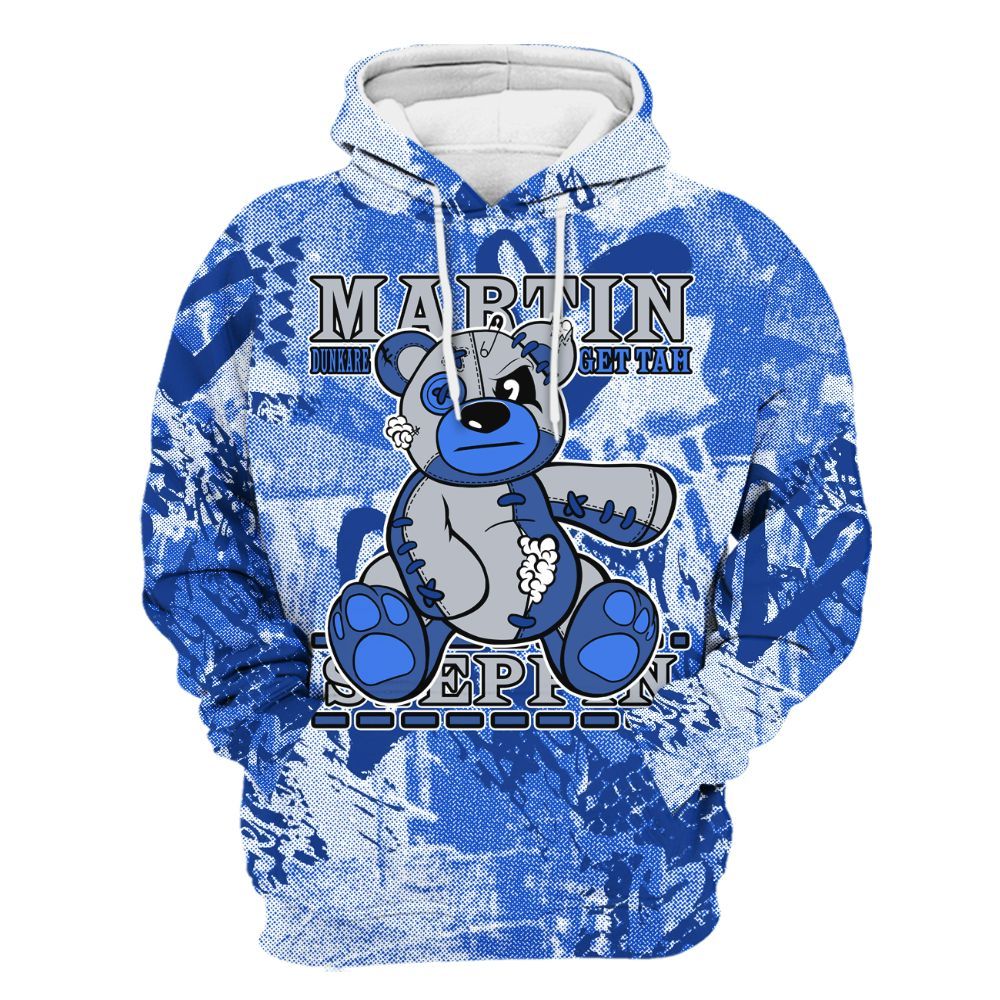 Hoodie To Match Air Foamposite One Royal - Tah Steppin Bear Heart Grunge All Over Print