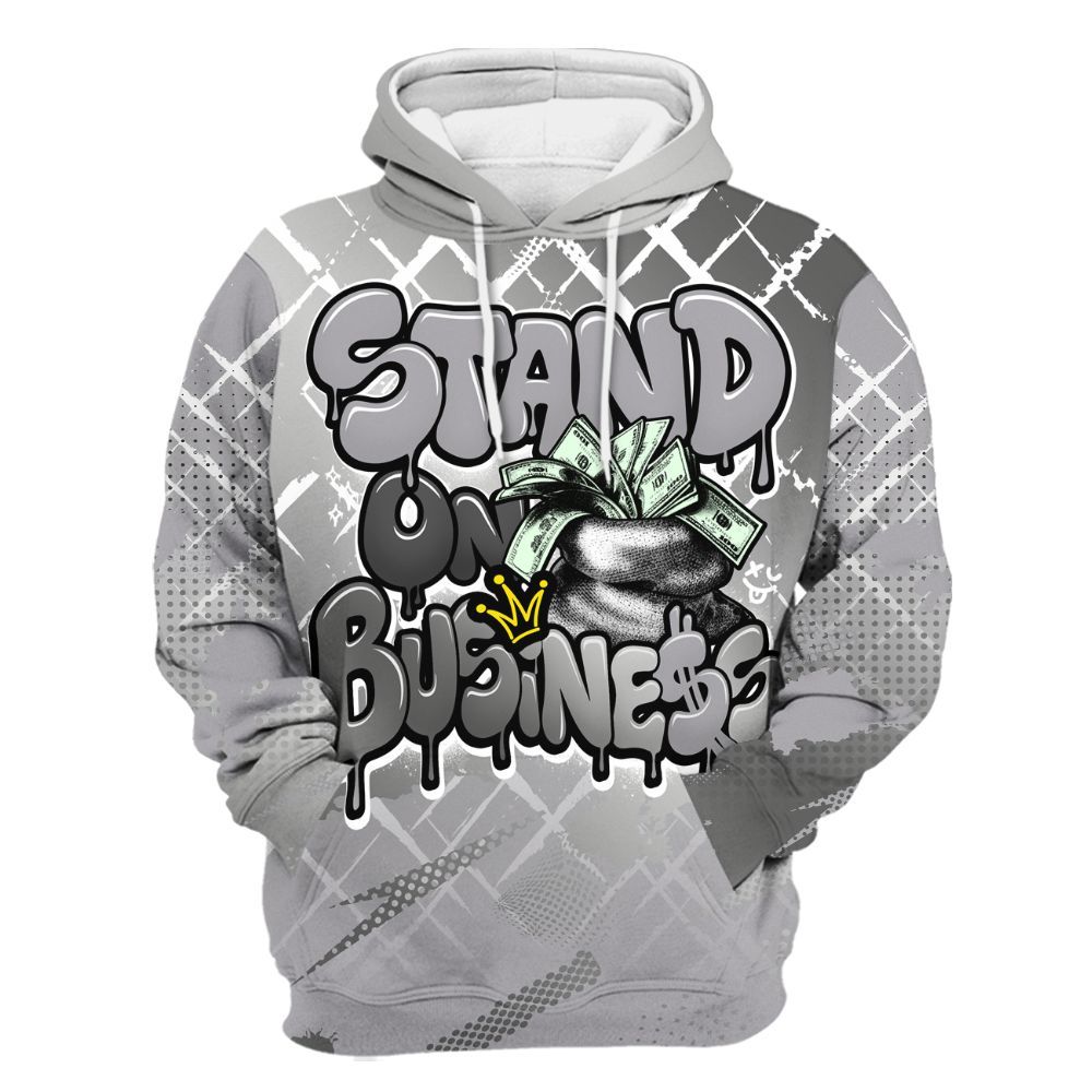 Hoodie To Match Metallic Silver 14s - Halftone Stand Business Dripping All Over Print