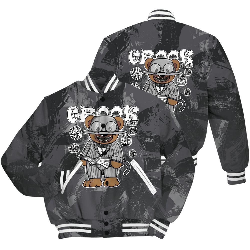 Varsity Jacket To Match White Thunder 4s Shirt - Swindler Bear Circle Slpash All Over Print