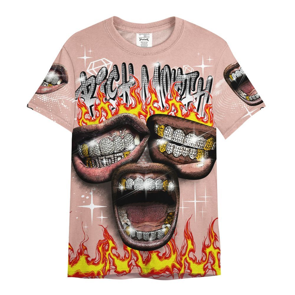 Shirt To Match Dunk Low Pink Velvet - Rich Mouth Fire Rap Retro 90s All Over Print