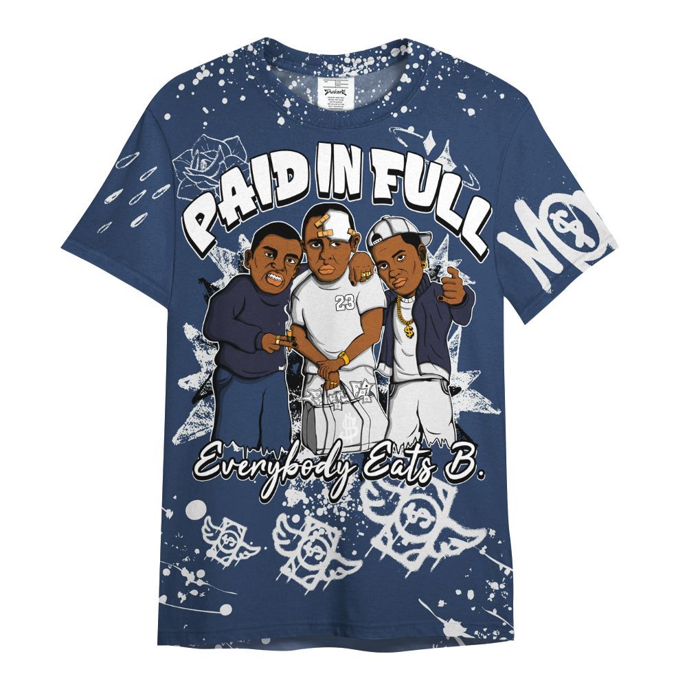 Shirt To Match Low 85 Metallic Blue 1s - Everybody Paid In Full Crayon All Over Print