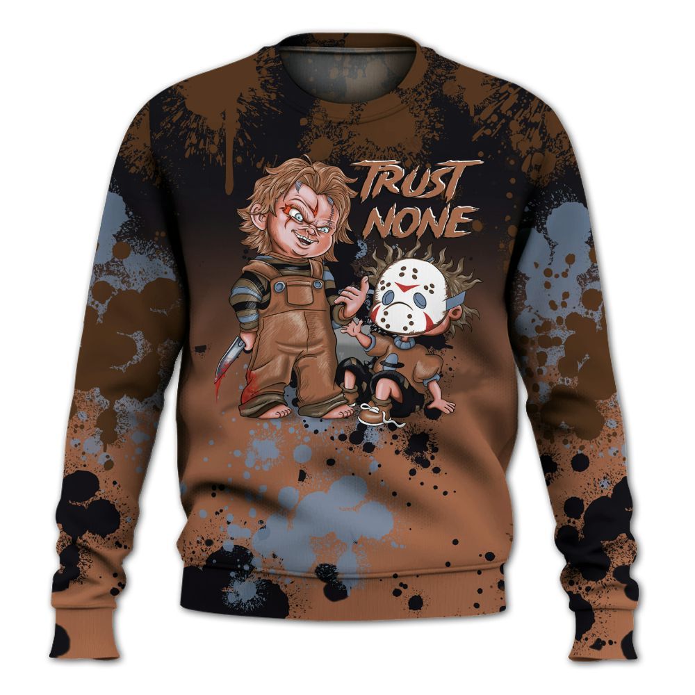 Sweatshirt To Match Air Foamposite Metallic Copper - Trust No One Scary All Over Print