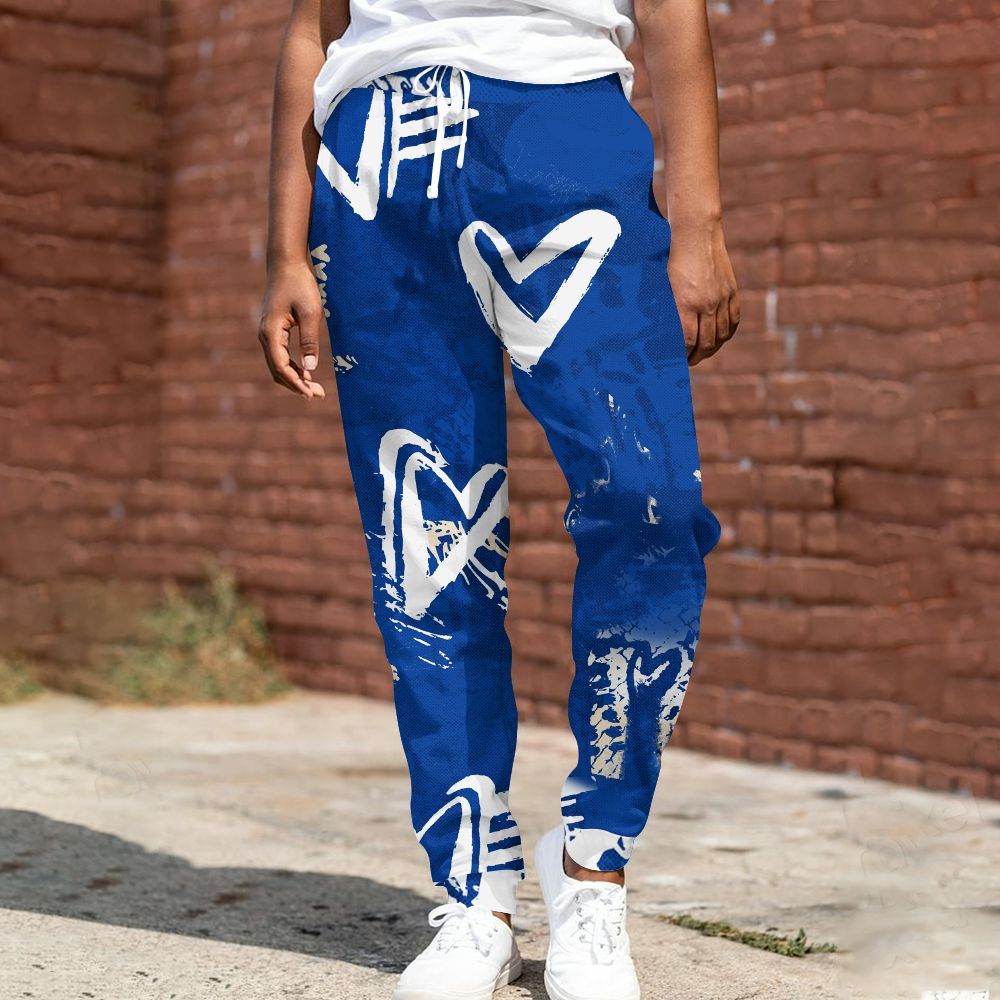Sweatpant To Match Low Game Royal 1s - Heart Grunge All Over Print