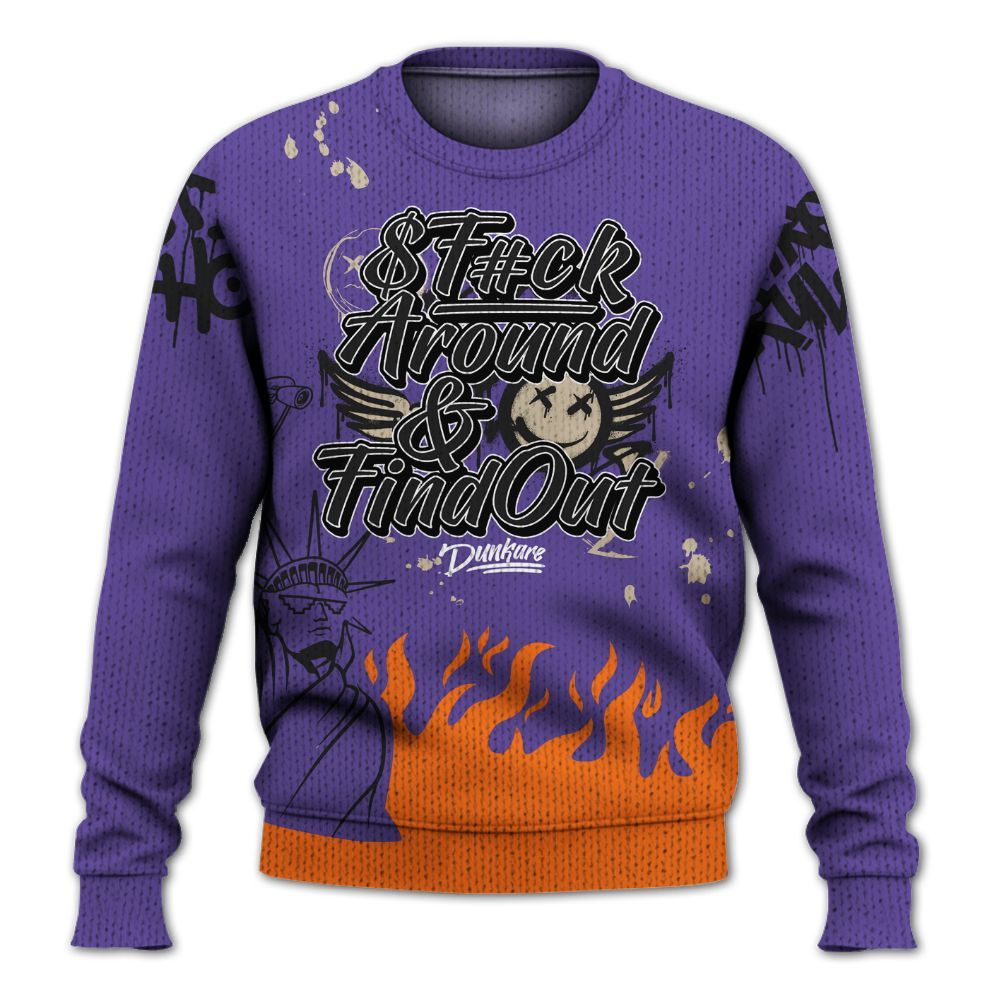 Knitted Sweater To Match Air Max Waffle SP Voltage Purple - Graphic Fck Around Find Out