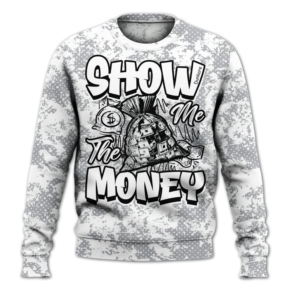 Sweatshirt To Match Low OG Wolf Grey 1s - Show Me The Money Retro All Over Print