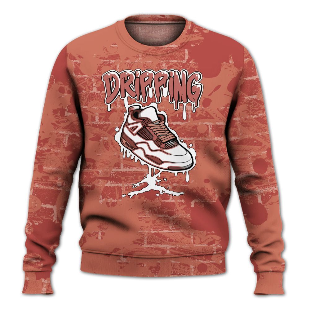Sweatshirt To Match Dune Red 13s - Dripping Shoe 4S Graphic Street Art All Over Print