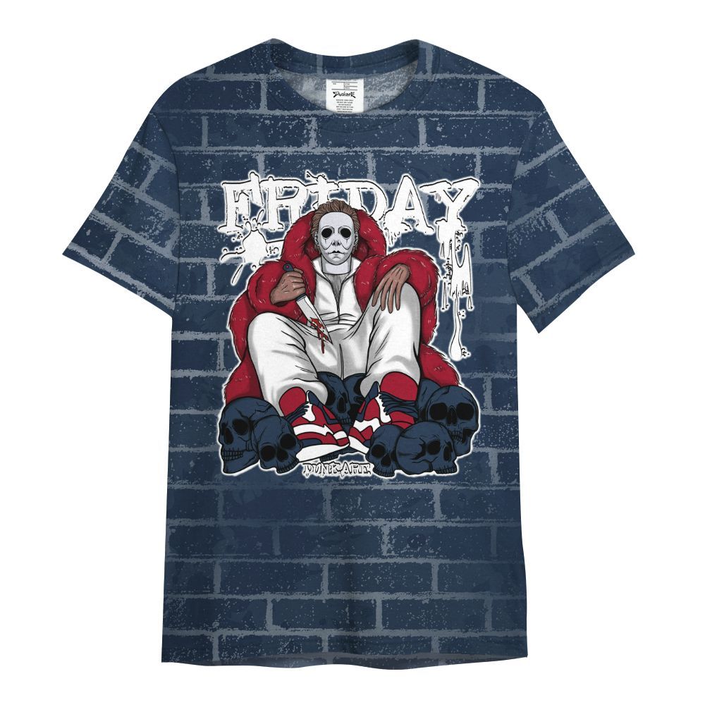 Shirt To Match White Midnight Navy 6s - Friday Brick All Over Print