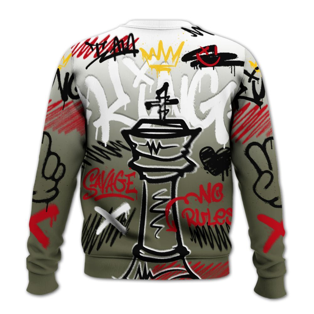 Sweatshirt To Match Low OG Medium Olive 1s - Street King Chess Streetwear All Over Print