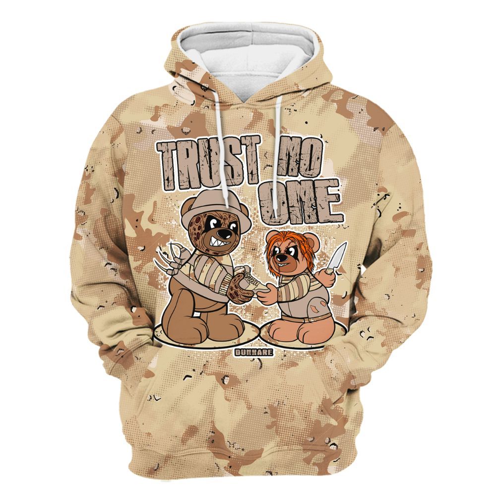 Hoodie To Match Desert Camo 3s - Trust No One Bear Abstract Halftone All Over Print