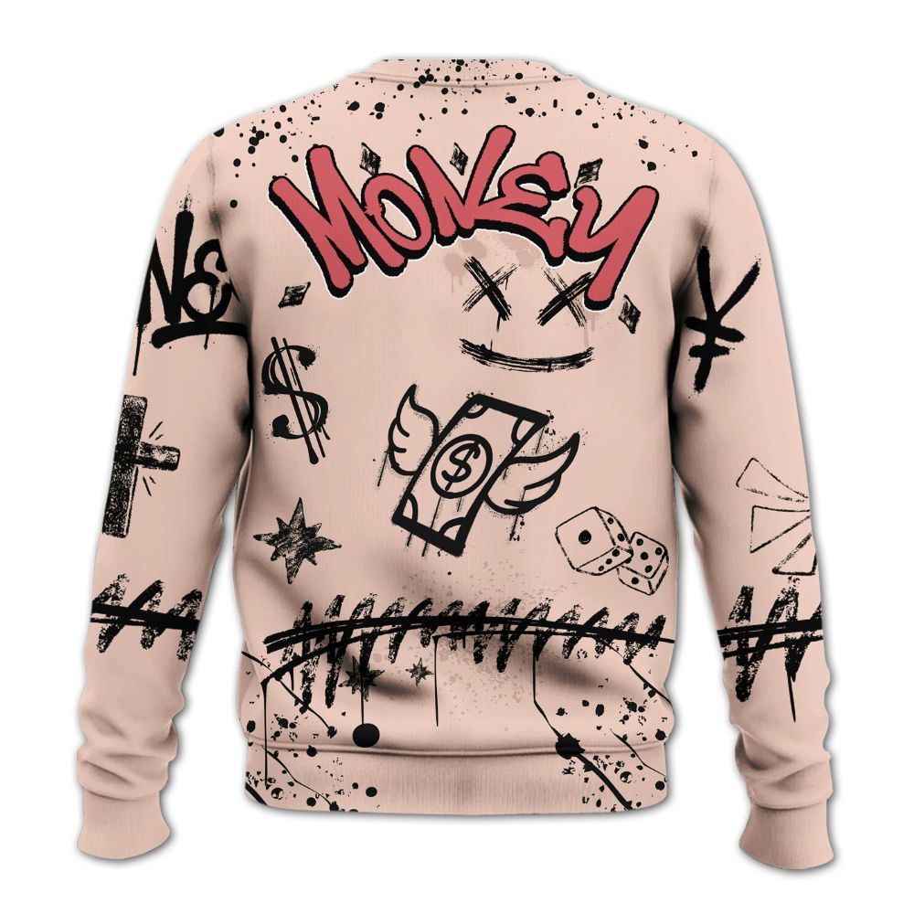 Sweatshirt To Match Washed Coral 2s Shirt, Everybody Paid In Full Crayon All Over Print