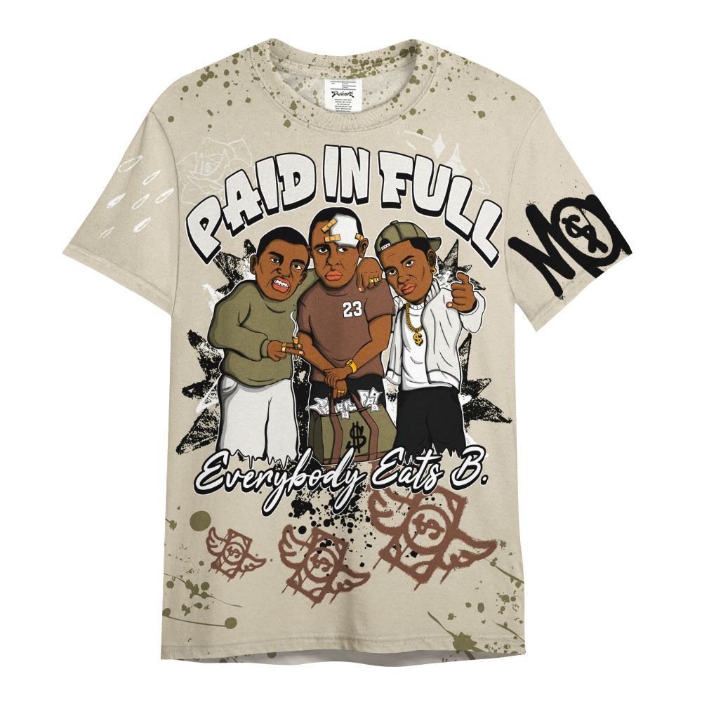 Shirt To Match Sail Neutral Olive 6s - Everybody Paid In Full Crayon All Over Print