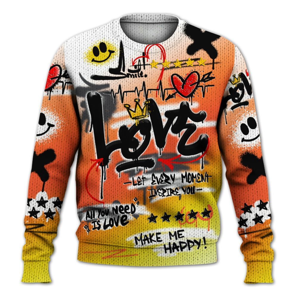Knitted Sweater To Match Dunk High Candy Corn - Happy Love Beats Graffiti Streetwear