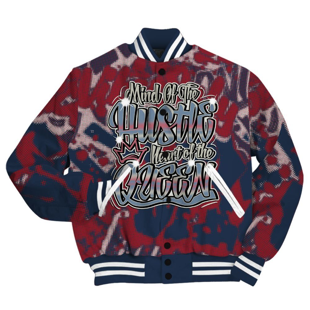 Varsity Jacket To Match Navy Blue 2024 6s Shirt - Hustles Heart Queens Street All Over Print