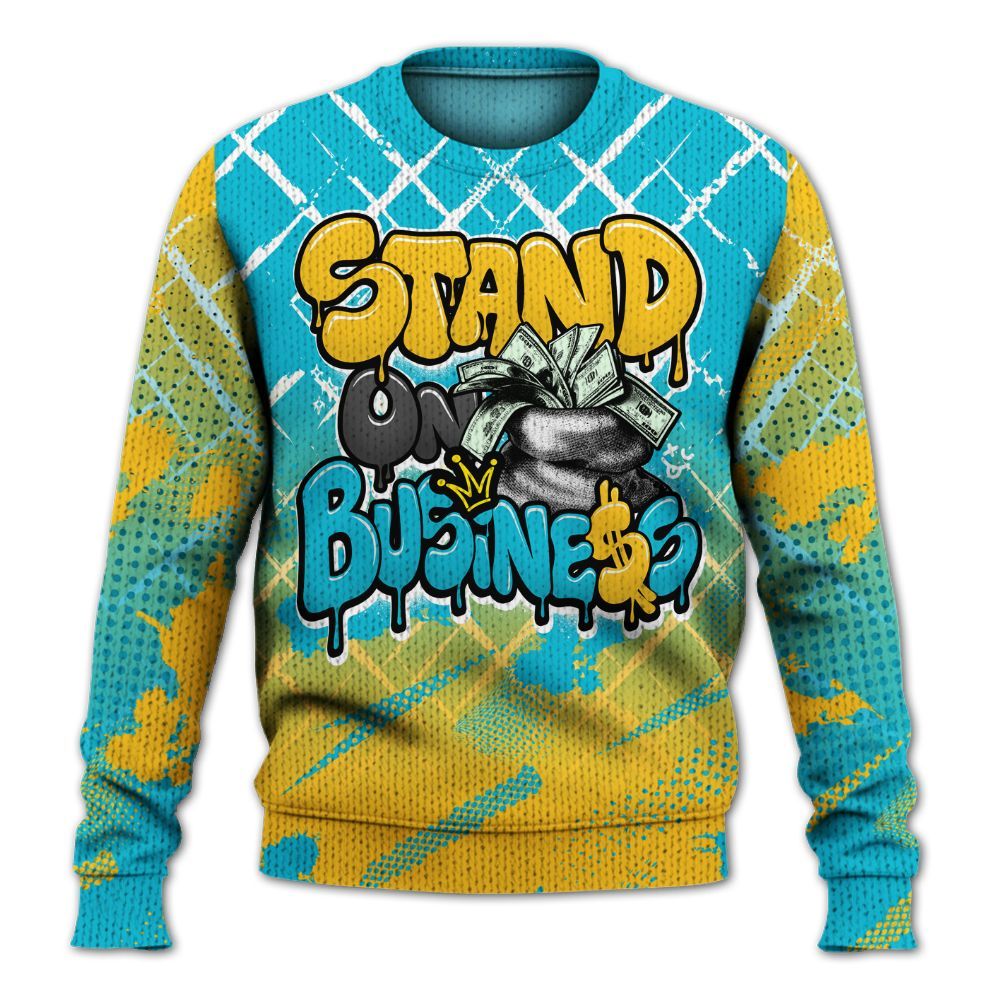 Knitted Sweater To Match Retro Aqua 5s - Halftone Stand Business Dripping