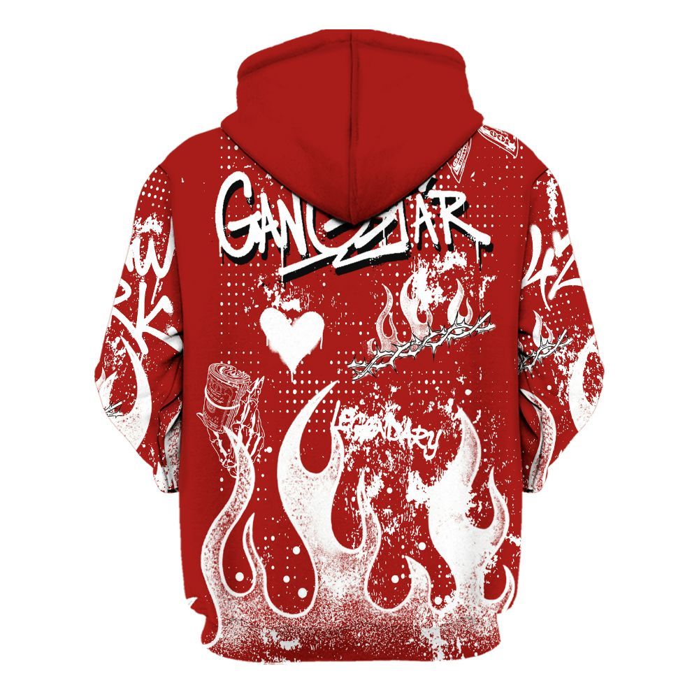 Hoodie To Match High OG Varsity Red 1s - Lucky Money Paid In Full Graffiti All Over Print