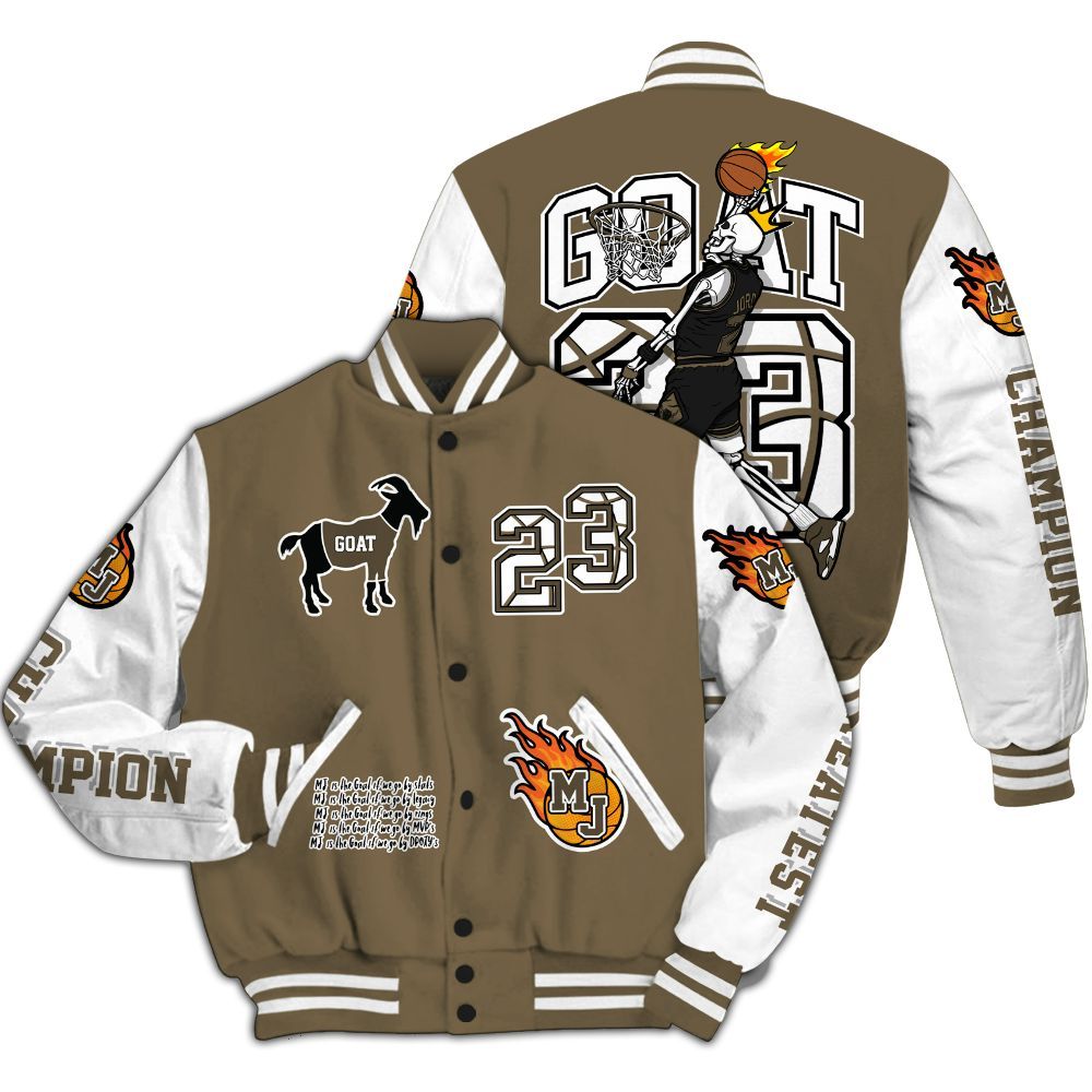 Varsity Jacket To Match Olive 9s - 23 G.0.A.T Jump Up Basketball All Over Print
